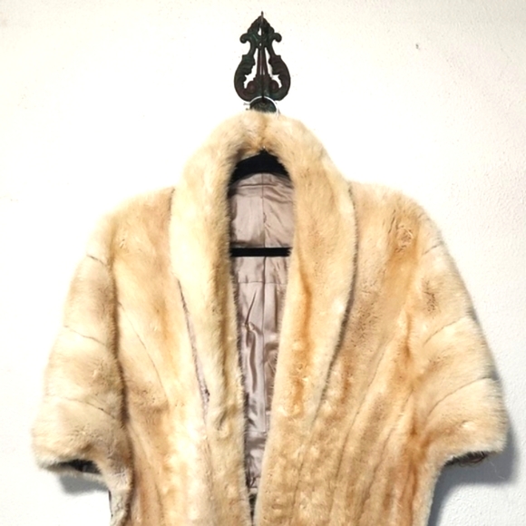 Vintage Genuine EMBA Diadem Natural Pale Brown Mutation Mink Fur Stole Wrap EUC - Picture 4 of 16